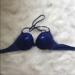 Sequin blue bathing suit by Victoria secret.